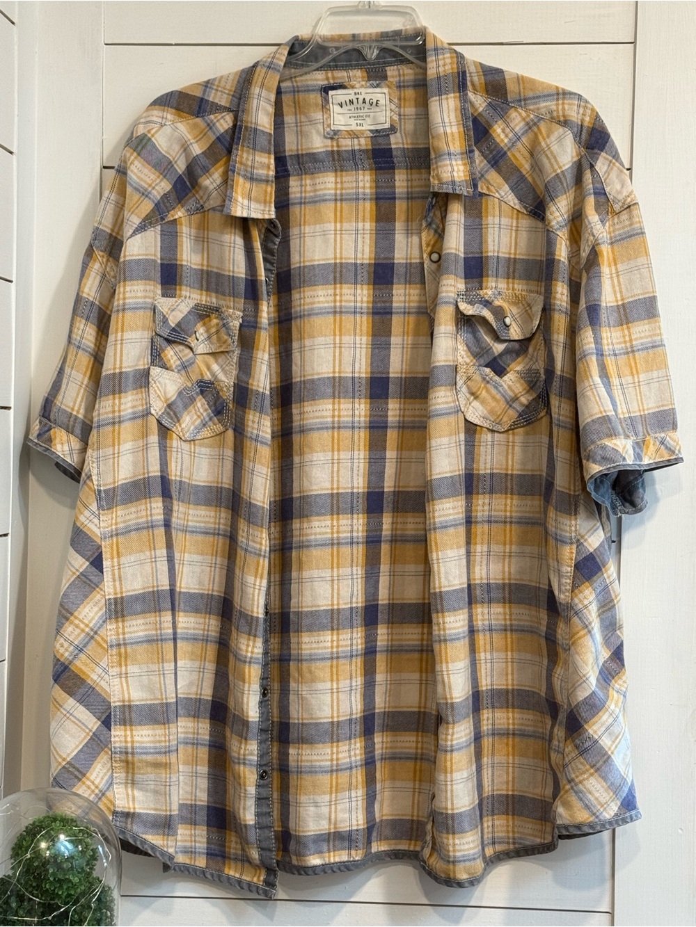 BKE Vintage Blue/Mustard Button Up